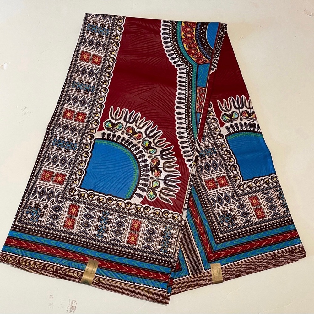 Red African Print Ankara Multicolor Dashiki Print Cotton Fabric